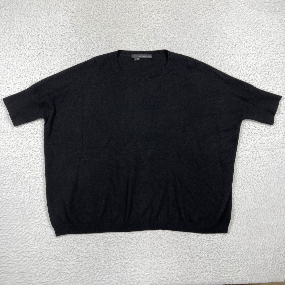360 Cashmere Sweater Womens S Black Cashmere Short Sleeve Oversized Quiet Luxury